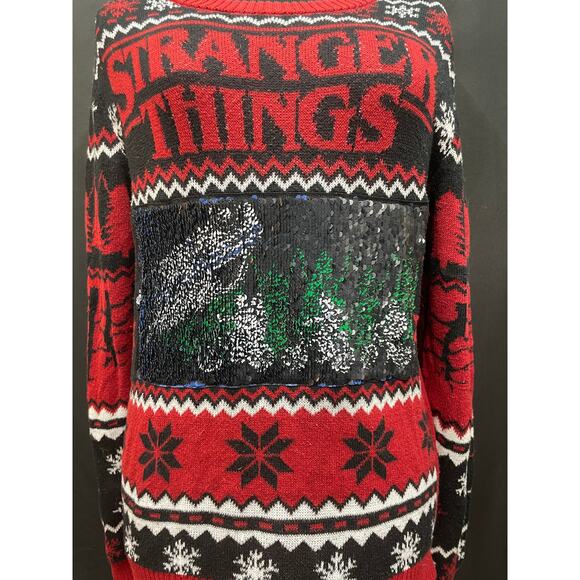 Stranger Things, Ugly Christmas Sweater, Reversable Sequence Image, Adult Small - Picture 3 of 8